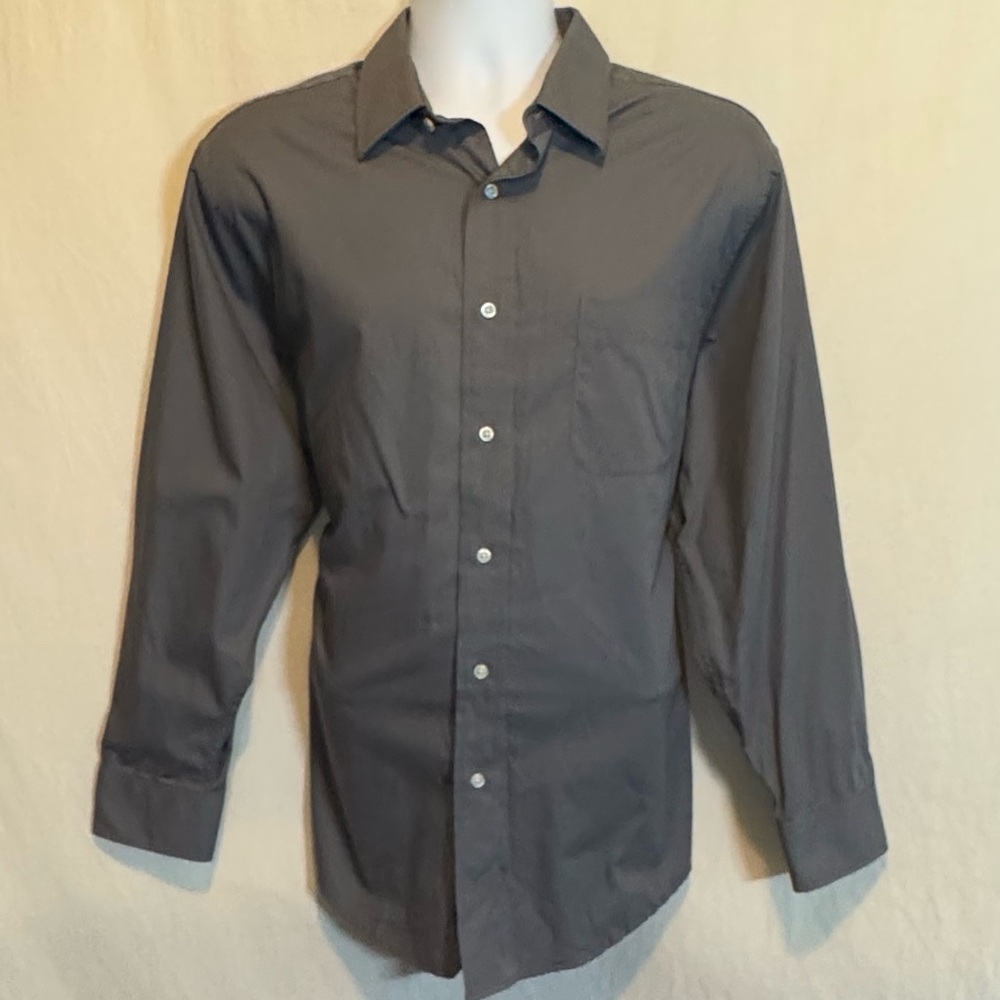 H-152 Men’s Saddlebred Gray Long Sleeve Button Down Dress Shirt‎ Size L